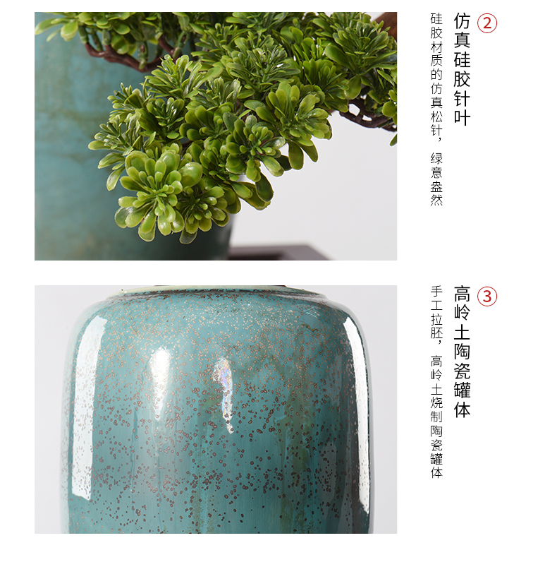 New Chinese style ceramic flower art simulation guest - the greeting pine tree furnishing articles example room pot sitting room porch teahouse hotel decoration