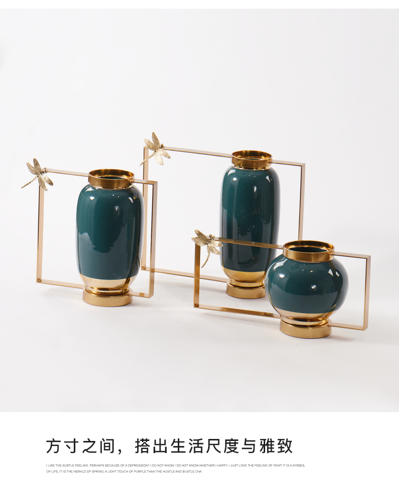 The Ming and The qing dynasties classical style of pottery and porcelain, wrought iron furnishing articles, creative flower arranging flowers dried flower bottles porch desktop soft adornment