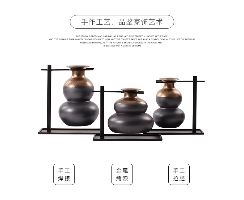 New Chinese style ceramic bottle gourd furnishing articles household sample room TV cabinet vase classicism porch soft decoration