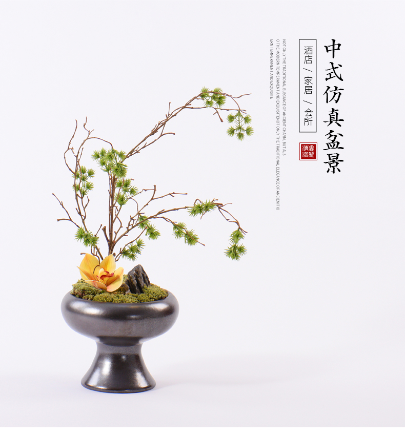 Creative Chinese contracted simulation flower art potted place postmodern sitting room tea table decoration miniascape of ceramic arts and crafts