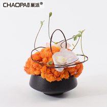 Modern simple orange simulation floral potted ornaments indoor creative restaurant table round table green soft decorations