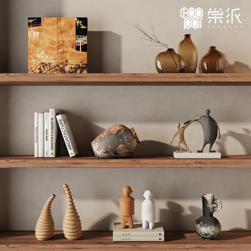 Antique Wabi-Sabi Style B&B Hotel Niche Decoration Model Room Art High-End Retro Ceramic Niche Ornaments