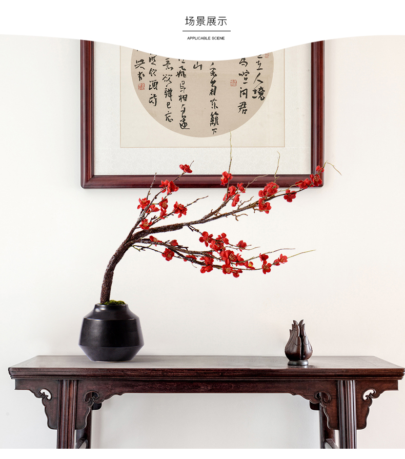 New Chinese style simulation red name plum green plant bonsai flower art feel of the sitting room porch ark side ceramic flower decorations