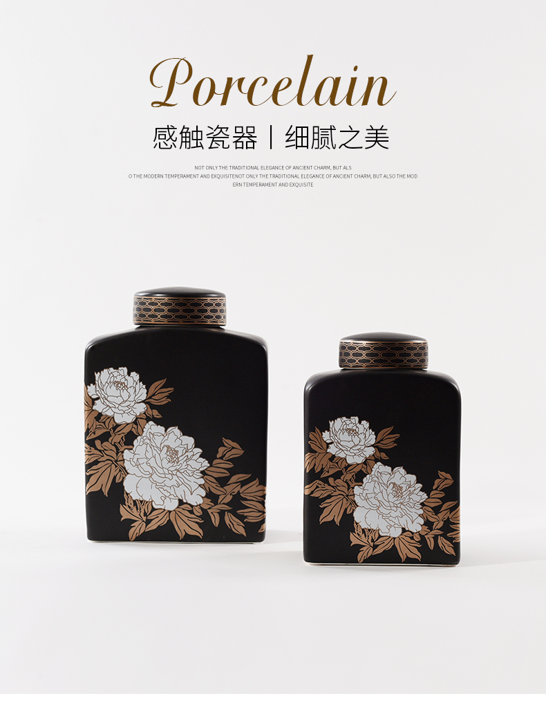 By the pattern adornment can place new classic black ceramic bottle wine art decoration handicraft sample room