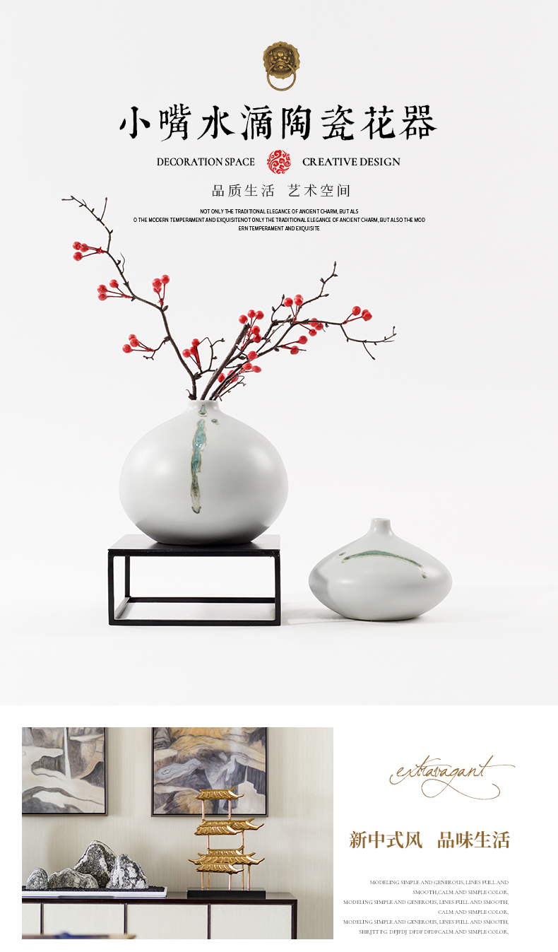 New Chinese style fine expressions using flower arranging ceramic vase decoration teahouse tea table desktop sitting room porch white flowers, furnishing articles