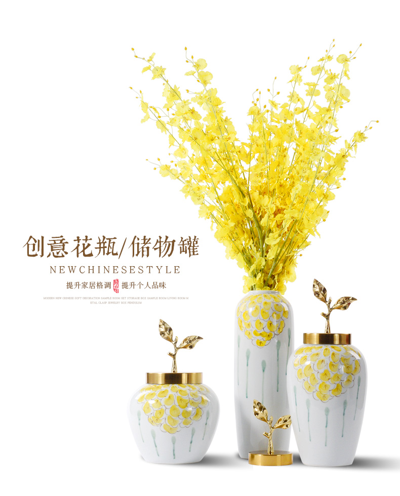 Creative flower arranging ceramic vase furnishing articles Europe type TV ark, sitting room porch soft adornment sample room storage tank