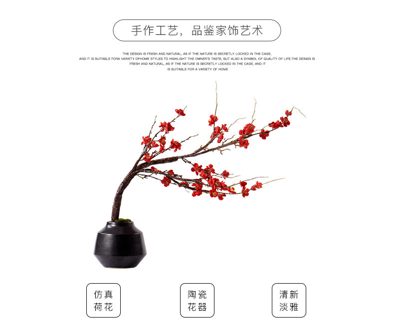 New Chinese style simulation red name plum green plant bonsai flower art feel of the sitting room porch ark side ceramic flower decorations