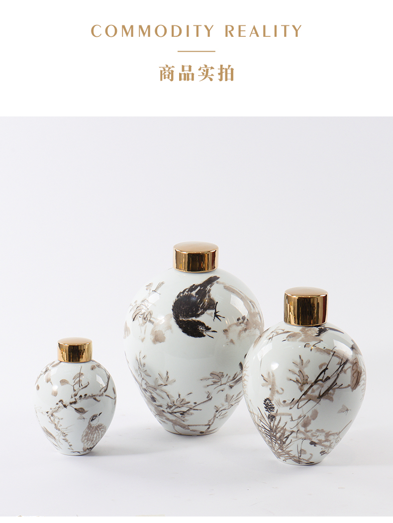 New classical light general key-2 luxury ceramic pot furnishing articles can flower arranging club show rich ancient frame display soft decoration