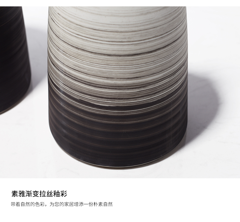 Nest sent modern new Chinese style style thread pattern ceramic vase furnishing articles example room living room table flower arrangement