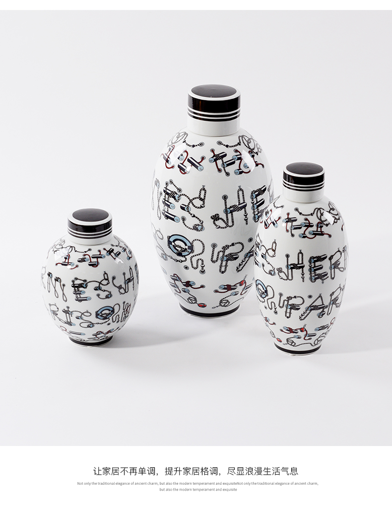 Postmodern contracted ceramic general storage tank furnishing articles European new home sitting room TV ark, porcelain bottle decoration