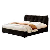 Winter Bear Chenille Velvet Cloud Fabric Bed Modern Simple Retro Black Master Bedroom Double Soft Package Sliding Storage Bed