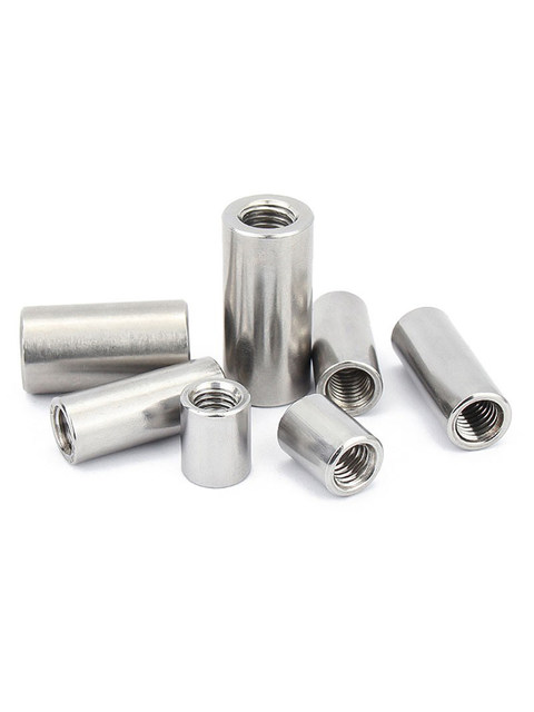 304 stainless steel elongated round nut cylindrical nut screw connecting nut column thickened ground column M3M4M16