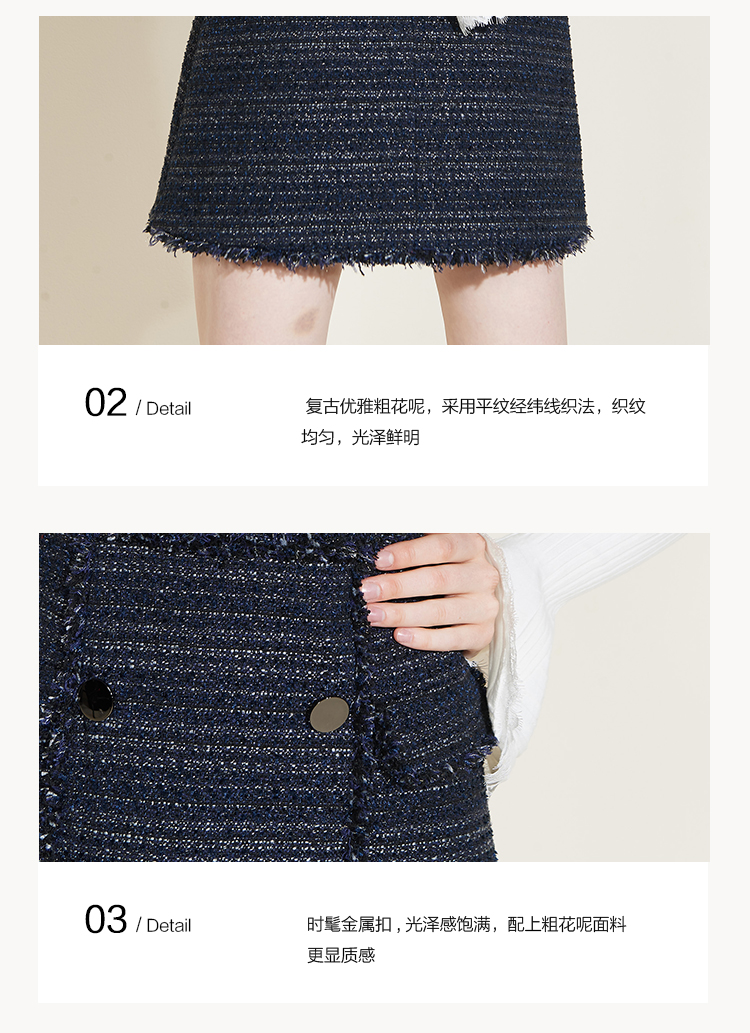 CAROLINE / Caroline 2018 mùa đông mới khâu thô viền váy retro nhỏ ECR8DB09 đầm đỏ dự tiệc