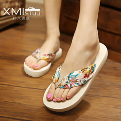 Women's summer fashion wears slippers, slopes, heels, drag women's foot, seaside anti -beach shoes Bohemia Skillwater