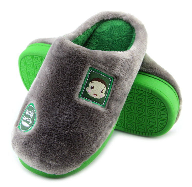 Pantoufles enfants en suède pour hiver - semelle caoutchouc - Ref 1007562 Image 13