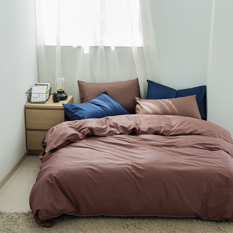 Pure colour 100% All cotton four pieces of cover pure cotton minimalist bedsheet Bed Hat Bed 2 0 beds 4 pieces 1 8m Quilt Cover