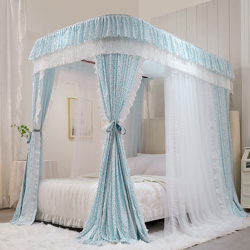 2022 new blackout mantle double rail mosquito net three doors home thickened stainless steel court bedroom universal