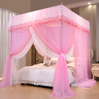 New Anti-Mosquito Floor-Standing Mosquito Net with Three Doors for Home Use, Double Bedroom, Palace-Style, Double-Layered, Densely Woven, Thickened, with Stainless Steel Frame