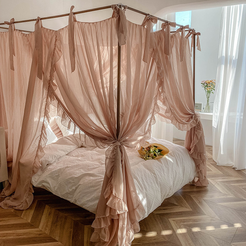 New Mosquito Net Three Doors Top Court Linen Linen Ground 1 5m1 8 Home 2 m Double Bed Encryption Thickened