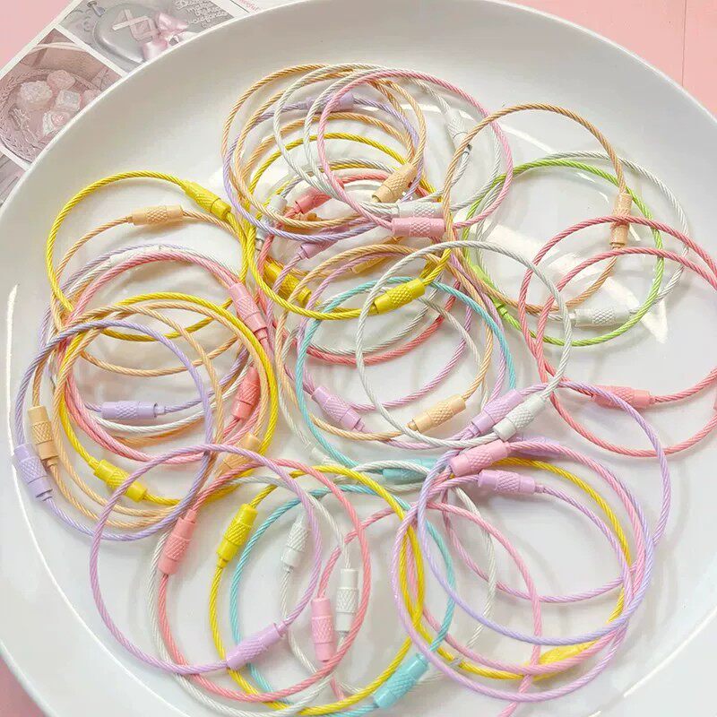 Colorful Steel Wire Key Ring DIY Handmade Keychain Creative Accessories Stainless Steel Rope Ring Round High-End Cute Colorful Steel Wire Key Ring DIY Handmade Keychain Creative Accessories Stainless Steel Rope Ring Round High-End Cute