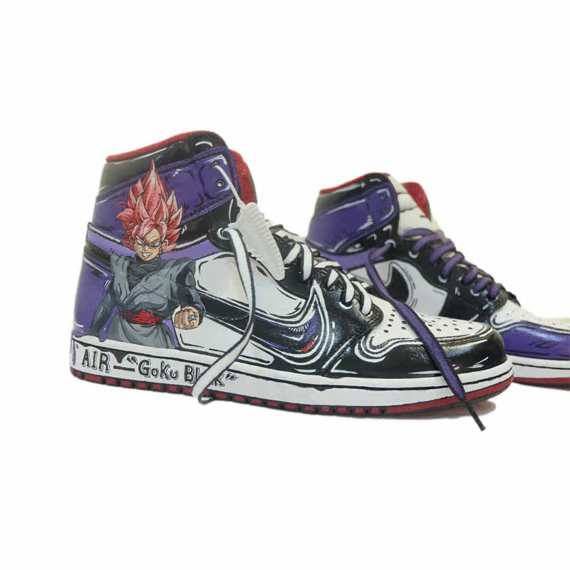 Muzi Li sneakers customized two-dimensional Dragon Ball black Wukong black purple color AJ1 hand painted graffiti diy Nike