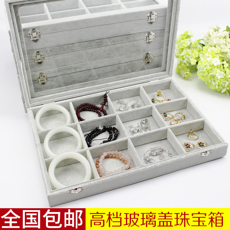 Grey Suede Jewelry Ornament First Accessories Box With Lid Son Jewelry Containing Box Ring Necklace Bracelet Box
