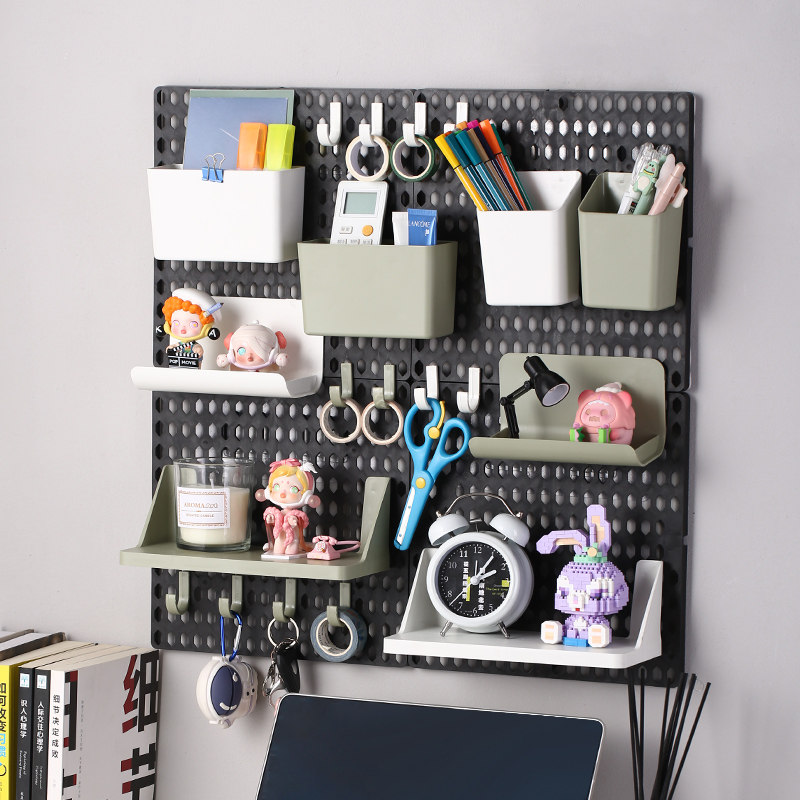 Hole board shelf student dormitory office desk free punching wall hook home kitchen storage finishing rack