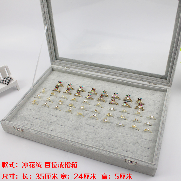 Ice nhung hộp đồ trang sức vòng mặt dây chuyền vòng tay bông tai đồ trang sức hiển thị khay lưu trữ hộp với nắp hộp trang sức - Vòng đeo tay Cuff vòng tay kim cương