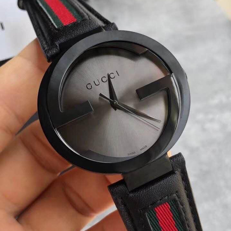 代购gucci古奇男表interlocking G系列双g红绿条纹男腕表ya1336