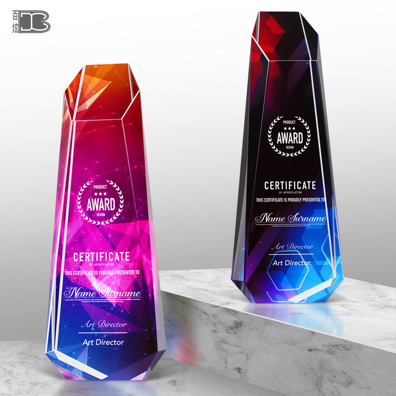 Crystal Trophy Custom Creative Color Medal Set to be Excellent Employee Honor Champion Team Student Loving Lettering