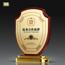Creative Shield Medal Trophy Custom Made Authorization Card Metal Gold Leaf Medal Wooden Certificate New Spot