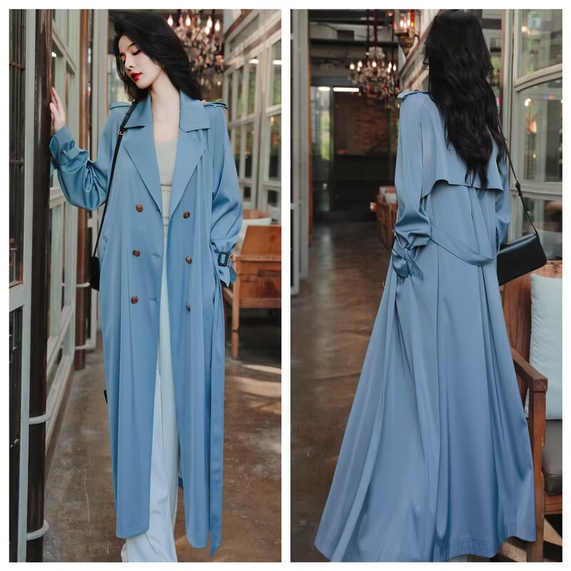 French-Style Loose and Casual Trench Coat for Women, Autumn and Winter Long Over-The-Knee Slimming Coat, Plus-Size Women's Clothing French-Style Loose and Casual Trench Coat for Women, Autumn and Winter Long Over-The-Knee Slimming Coat, Plus-Size Women's Clothing