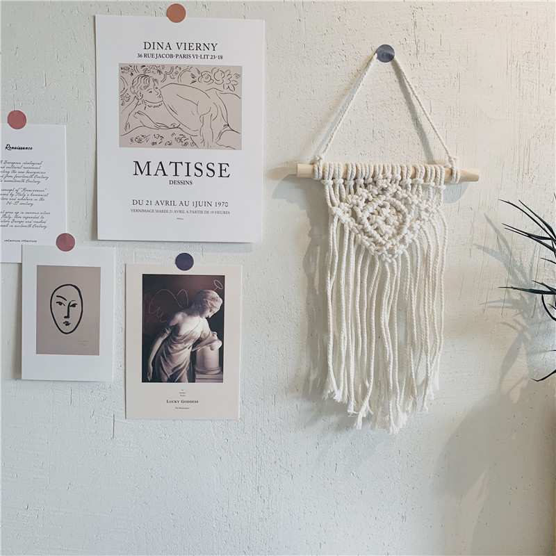 Ins homestay wind tassel wall decoration room living room wall decoration hanging decoration simple weaving dream catcher fabric hanging flag
