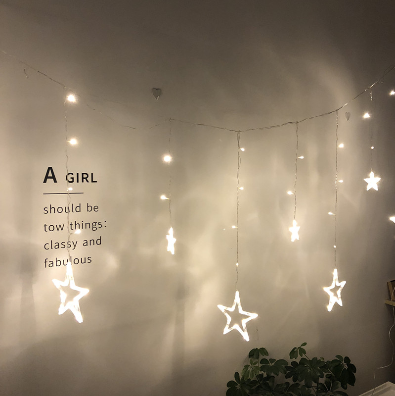 ins Nordic wind shop window stars light string room Balcony Decoration Small Night Light Wedding Room Romantic full Star Placement
