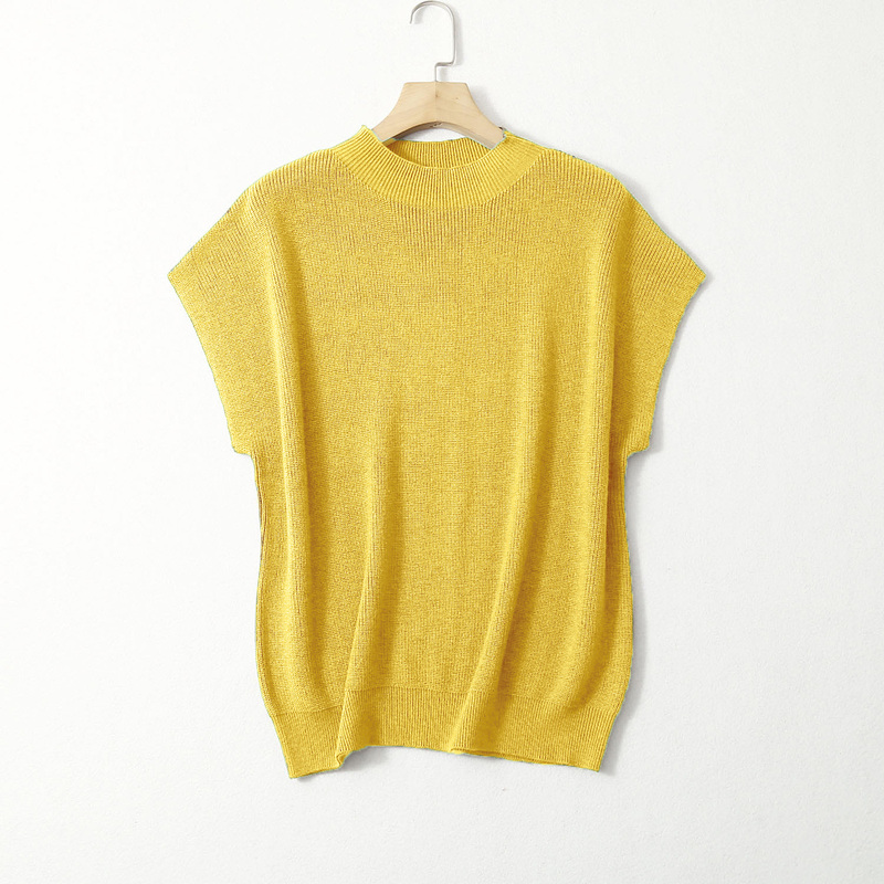 Elegant Style Mulberry Silk and Cashmere Blend Half-High Collar Raglan Vest Loose Batwing Solid Color Slimming Women's Sweater