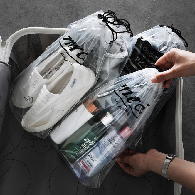 Transparent Travel Storage Bag Waterproof Storage Shoe Bag Travel Portable Tie Pocket Clothing Tie Pocket Underwear Bag 5pcs