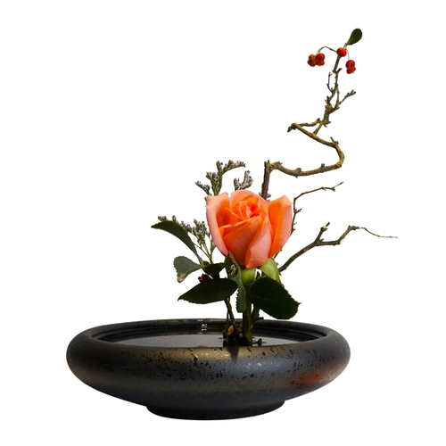 Китайская стиль японская стиль цветочная ловушка Цветочная церемония мечом гора цветочный художник маленький оригинальный поток керамика черный цветок мягкий формирующий материал