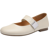 Flat shallow mouth single shoes for women 2024 summer new style French genuine leather soft sole Mary Jane shoes versatile round toe small leather shoes