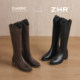 ZHR is the latest women's long boots 2025 winter new v-mouth increased slimming plus velvet warm high knight boots popular