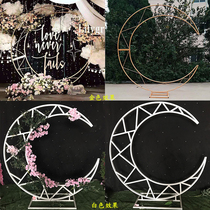 New Wedding Props Moon Boat Swing Piece Wedding Background Decoration Props Swing Piece Iron Art Crescent Arch shelf