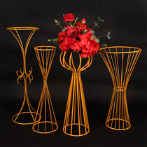 Wedding Props Iron Art Flower Arranger Gold Hollowed-out Main Table Floral Road Citation Wedding Arrangement Table Flower Floral Pendulum