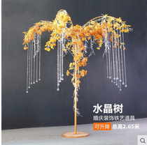 Wedding Prop Crystal Tree Swing Piece Road Leading T Pendulum Pieces Beads Curtain Tree Wedding Road Leading Iron Art Stage Decoration
