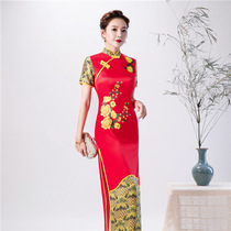 Qipao Youngs Mother New Years Long New Years Temperament Red China Wind Walk Show to Perform A New Banquet