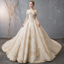 Fa-style rework wedding dress Extravagant Temperament Retro Han Style Palace Fairy Dream Big Code Long Trailing Star Fluffy Bride