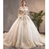 Fa-style reworking wedding dress Extravagant Temperament Comeback Korean Style Palace Court of the Shoulder Princess Dream Bride Fairy Sky Trailing