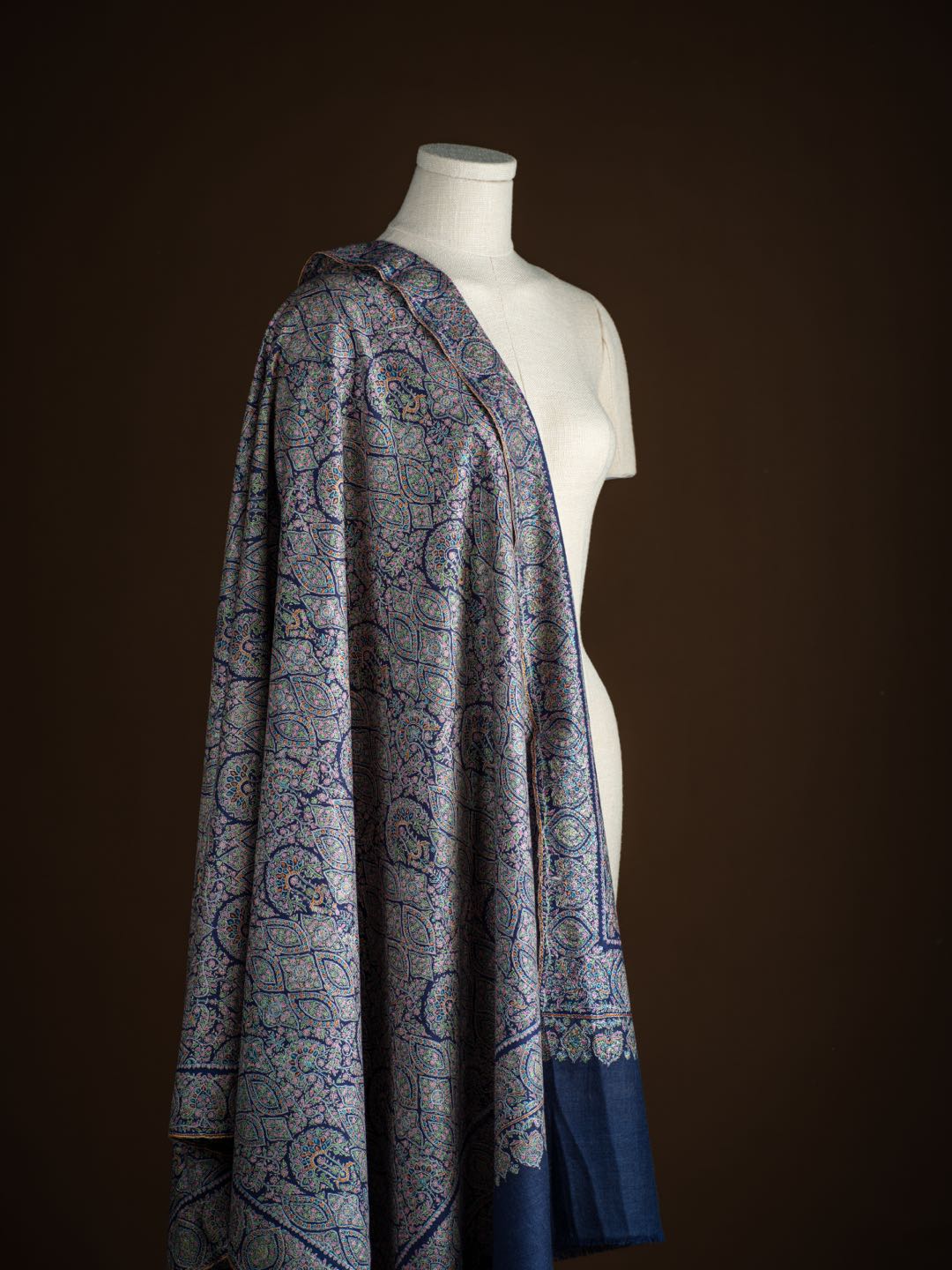 Wei Nan WEINAN Collection Grade Fabric Silk Full Embroidered Kashmir Cashmere Hand Embroidered Shawl Scarf 273