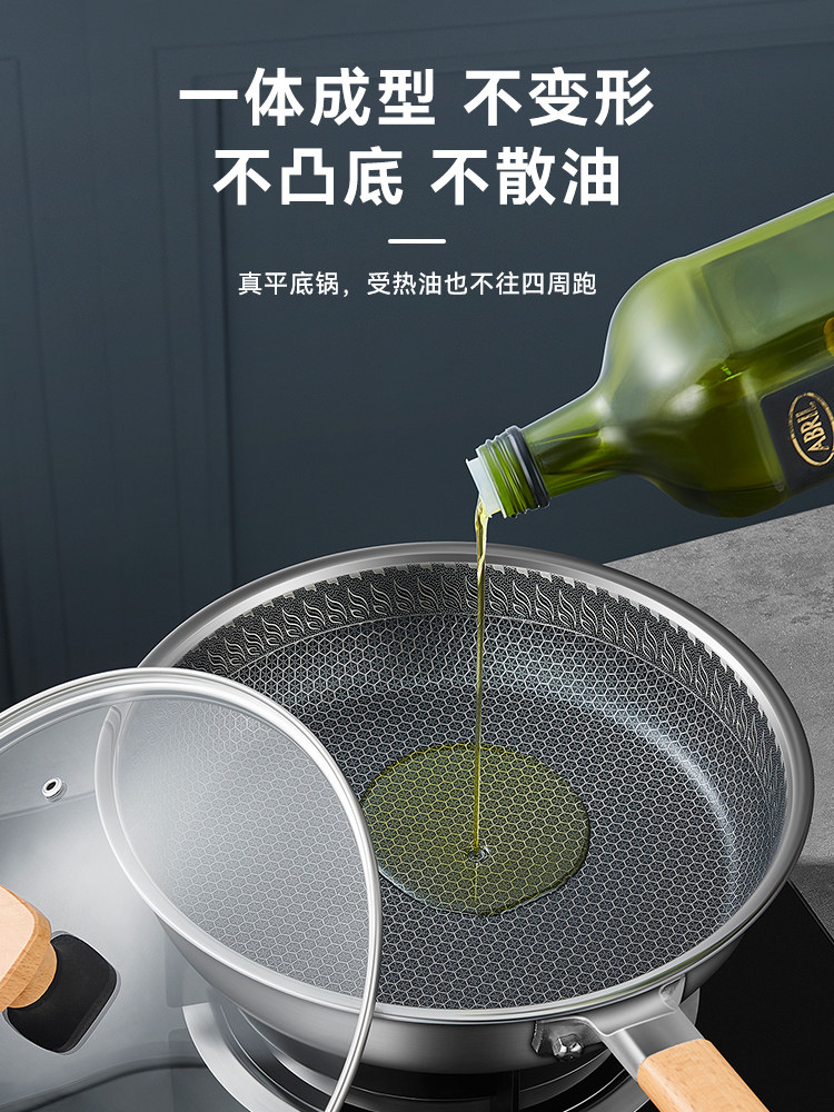 British Mingjue Thickened Stainless Steel Frying Pan, Household Non-Stick Frying Pan, Suitable for Gas and Induction Cookers