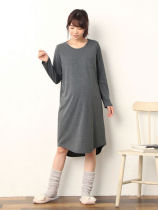 Japans foreign trade autumn maternity dress striped long sleeve breastfeeding dress Moon dress