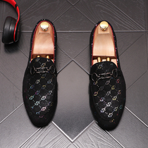 European and American craze Mens pointy leather shoes Young sets foot Lefu shoes 100 hitch a fashion bean-bean shoe inner heightening casual shoes