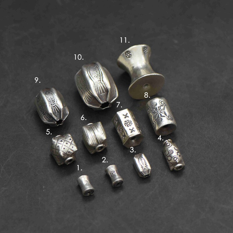 Demon ) Chiang Mai hand silver DIY accessories road through barrel beads GC05